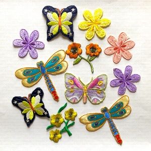 Vintage Butterfly+Flower Patches